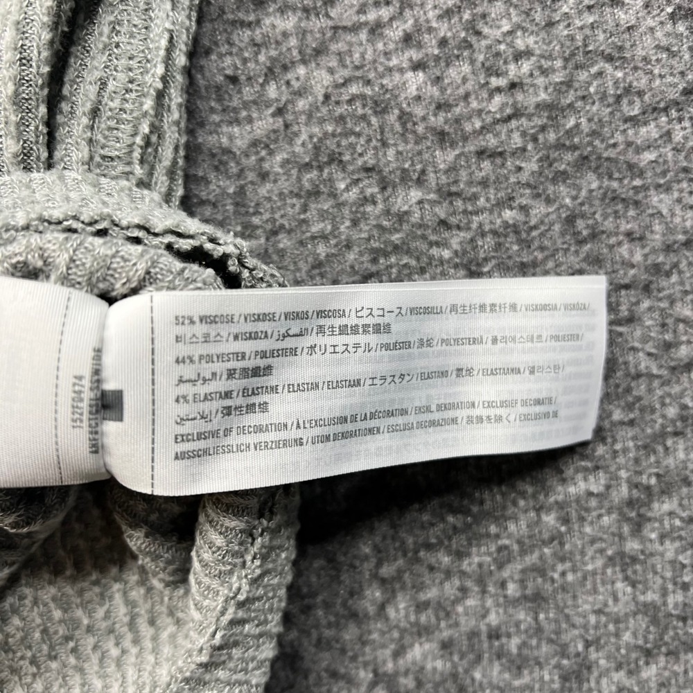 Abercrombie & Fitch Shirt Womens Medium Gray Sweater Henley Ribbed Cropped - Picture 11 of 15